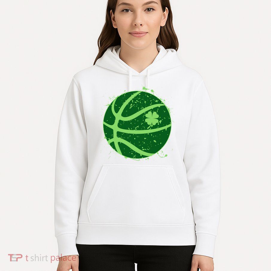 St Patrick's Day Lucky Shamrock Paint Splat Basketball Hoodie