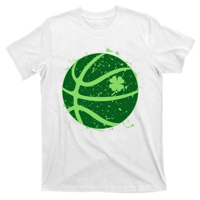 St Patrick's Day Lucky Shamrock Paint Splat Basketball T-Shirt