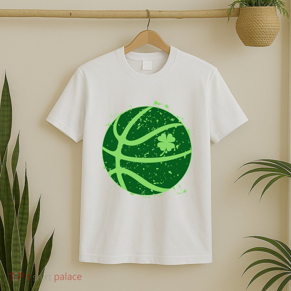 St Patrick's Day Lucky Shamrock Paint Splat Basketball T-Shirt