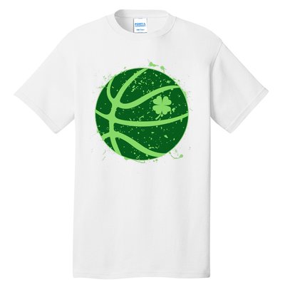 St Patrick's Day Lucky Shamrock Paint Splat Basketball Tall T-Shirt