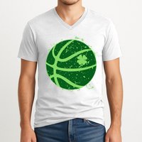 St Patrick's Day Lucky Shamrock Paint Splat Basketball V-Neck T-Shirt