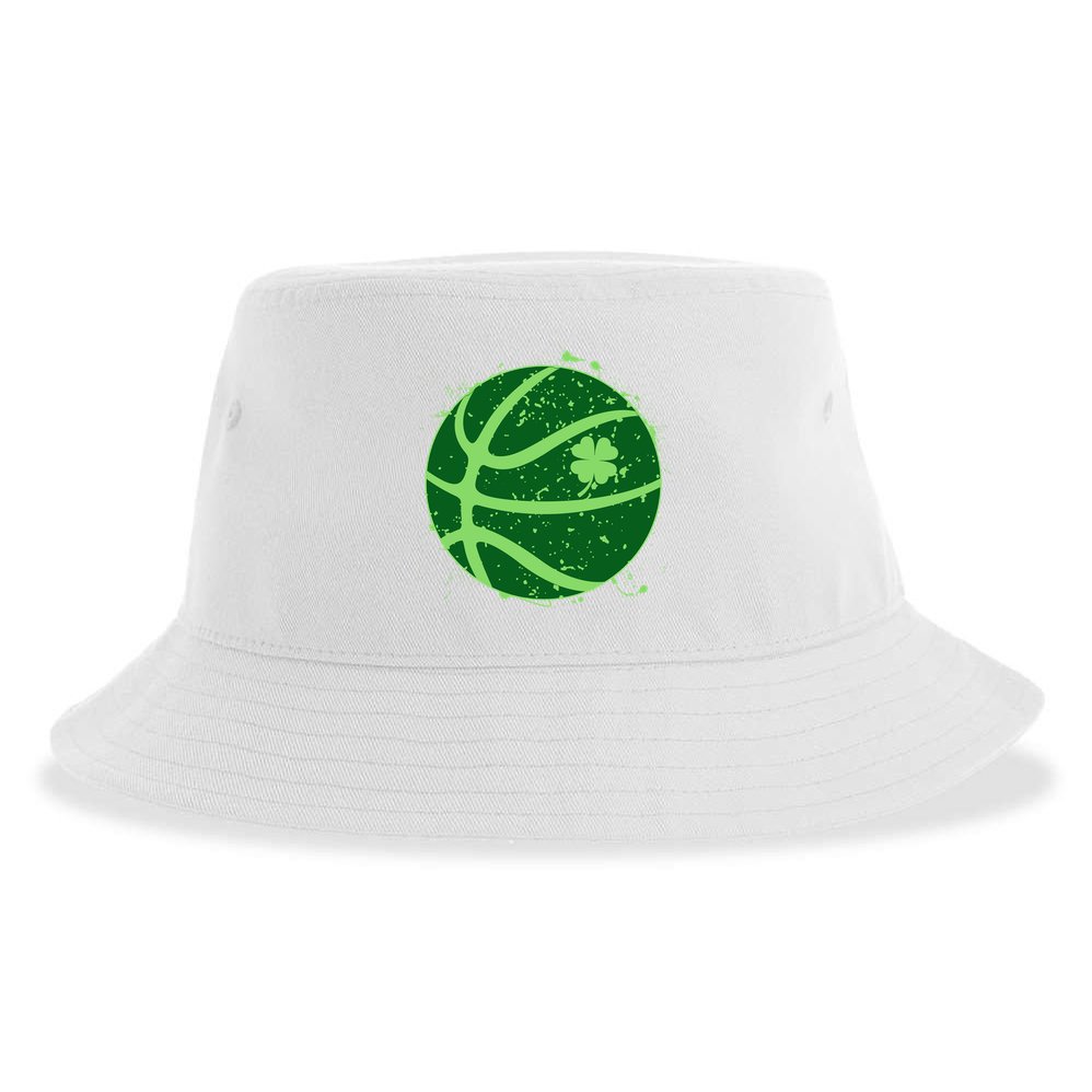 St Patrick's Day Lucky Shamrock Paint Splat Basketball Sustainable Bucket Hat