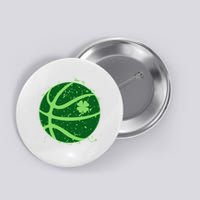 St Patrick's Day Lucky Shamrock Paint Splat Basketball Button