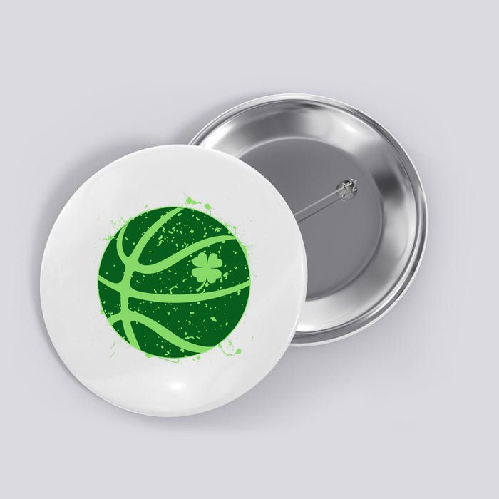 St Patrick's Day Lucky Shamrock Paint Splat Basketball Button