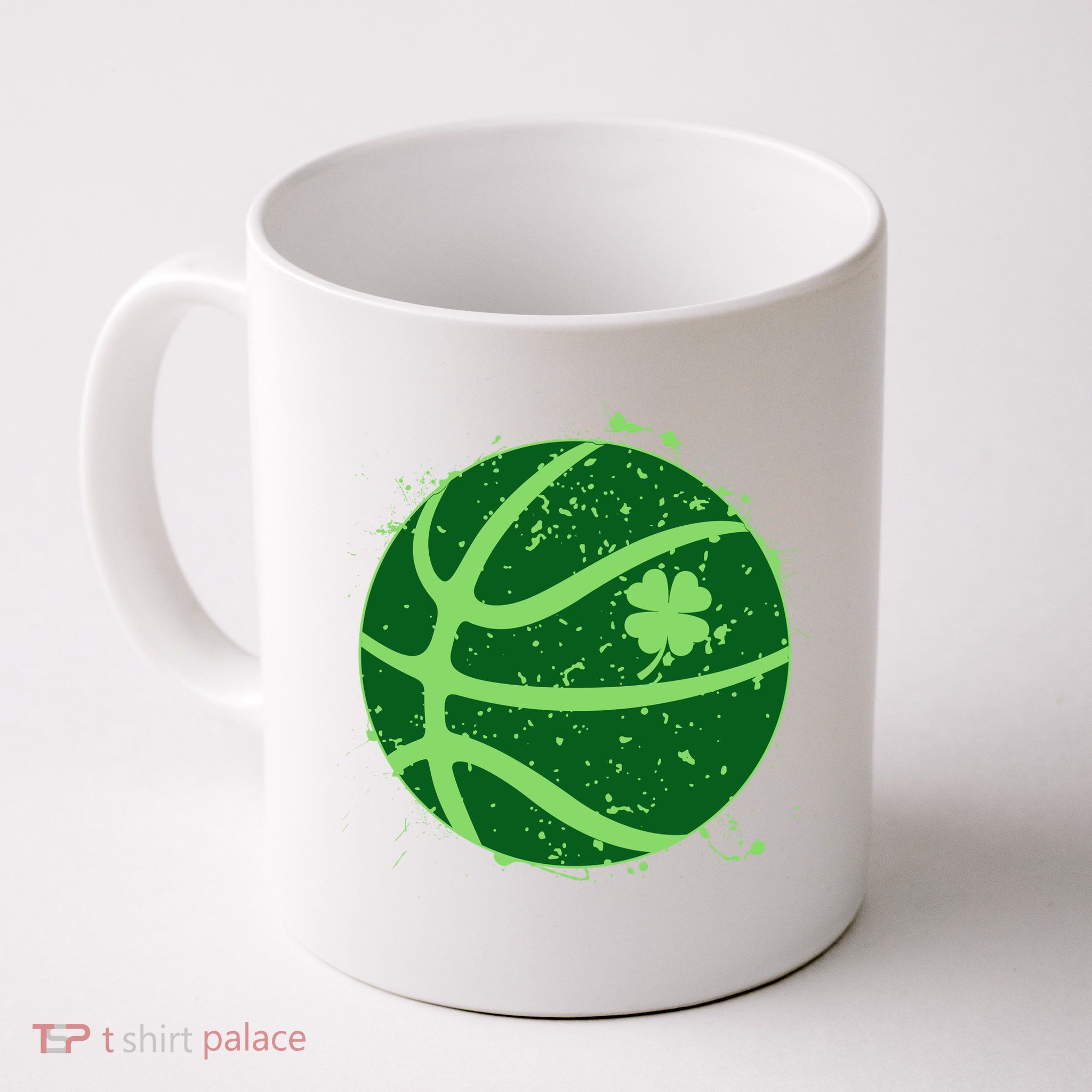 St Patrick's Day Lucky Shamrock Paint Splat Basketball Mug
