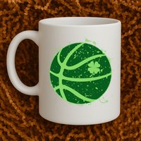 St Patrick's Day Lucky Shamrock Paint Splat Basketball Mug