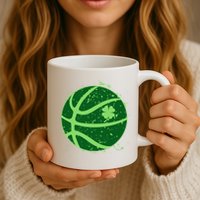 St Patrick's Day Lucky Shamrock Paint Splat Basketball Mug