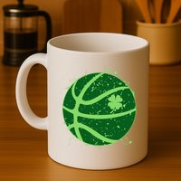 St Patrick's Day Lucky Shamrock Paint Splat Basketball Mug