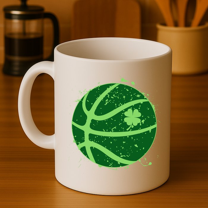 St Patrick's Day Lucky Shamrock Paint Splat Basketball Mug