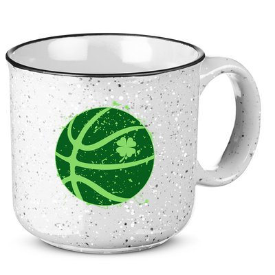 St Patrick's Day Lucky Shamrock Paint Splat Basketball 15oz Campfire Ceramic Mug