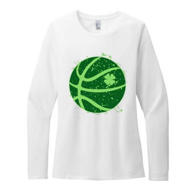 St Patrick's Day Lucky Shamrock Paint Splat Basketball Womens CVC Long Sleeve Shirt