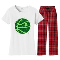 St Patrick's Day Lucky Shamrock Paint Splat Basketball Women's Flannel Pajama Set