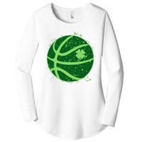 St Patrick's Day Lucky Shamrock Paint Splat Basketball Women's Perfect Tri Tunic Long Sleeve Shirt