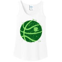 St Patrick's Day Lucky Shamrock Paint Splat Basketball Ladies Essential Tank