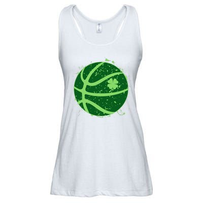 St Patrick's Day Lucky Shamrock Paint Splat Basketball Ladies Essential Flowy Tank