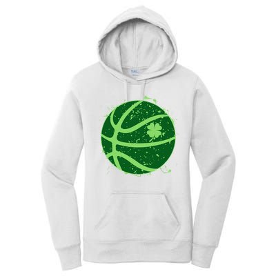 St Patrick's Day Lucky Shamrock Paint Splat Basketball Women's Pullover Hoodie