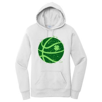 St Patrick's Day Lucky Shamrock Paint Splat Basketball Women's Pullover Hoodie