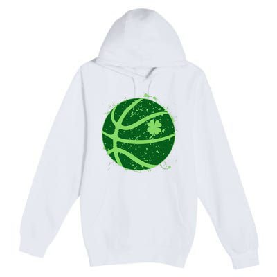 St Patrick's Day Lucky Shamrock Paint Splat Basketball Premium Pullover Hoodie