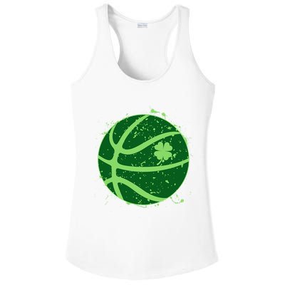 St Patrick's Day Lucky Shamrock Paint Splat Basketball Ladies PosiCharge Competitor Racerback Tank