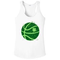 St Patrick's Day Lucky Shamrock Paint Splat Basketball Ladies PosiCharge Competitor Racerback Tank