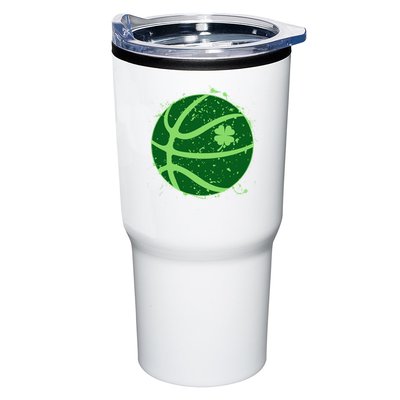 St Patrick's Day Lucky Shamrock Paint Splat Basketball Tumbler