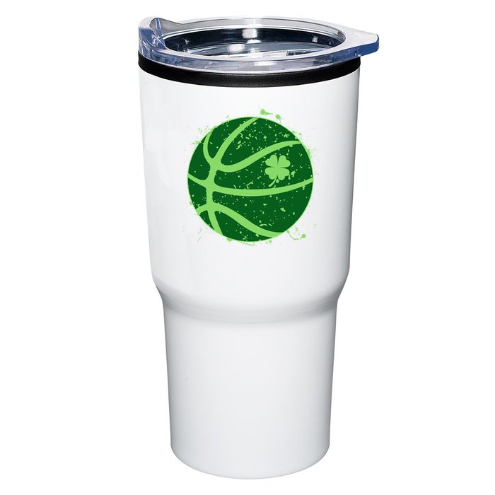 St Patrick's Day Lucky Shamrock Paint Splat Basketball Tumbler
