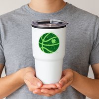 St Patrick's Day Lucky Shamrock Paint Splat Basketball Tumbler