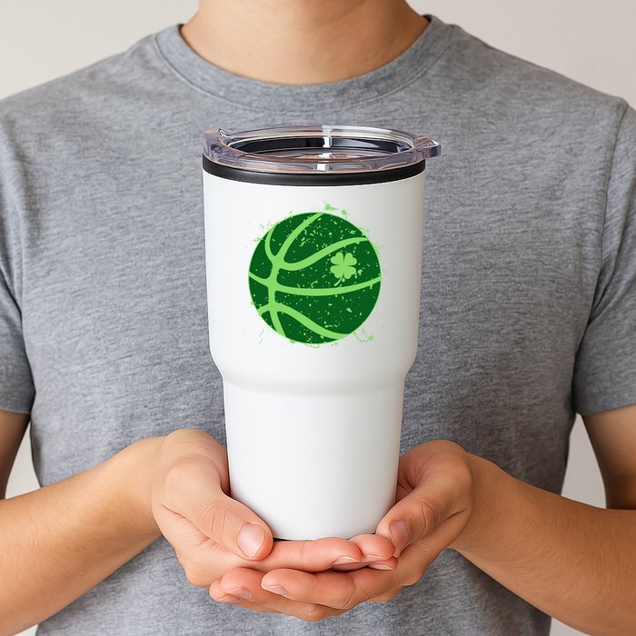 St Patrick's Day Lucky Shamrock Paint Splat Basketball Tumbler