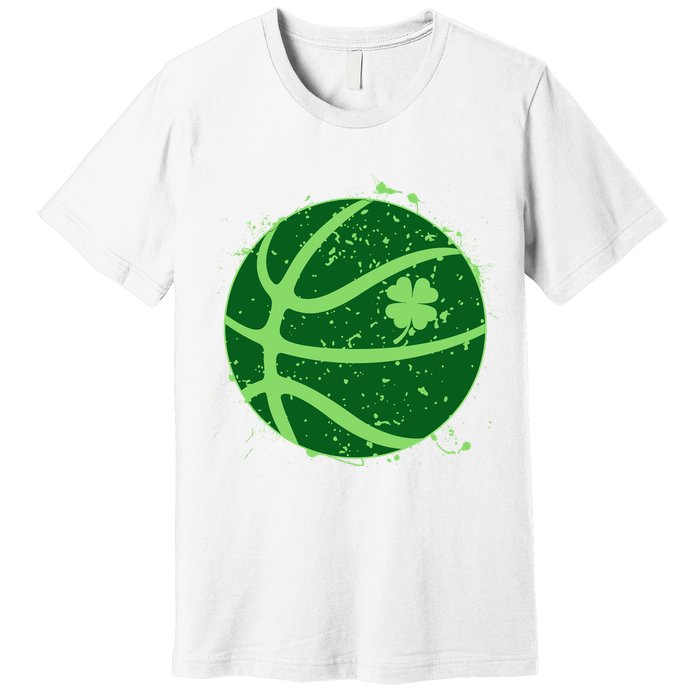 St Patrick's Day Lucky Shamrock Paint Splat Basketball Premium T-Shirt