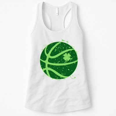 St Patrick's Day Lucky Shamrock Paint Splat Basketball Womens Tank Top