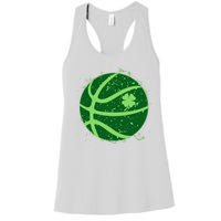 St Patrick's Day Lucky Shamrock Paint Splat Basketball Women's Racerback Tank