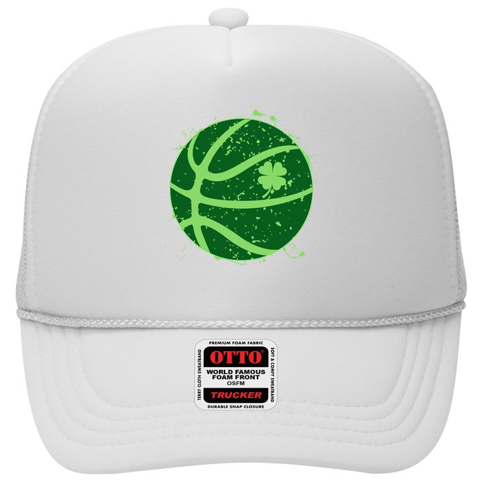 St Patrick's Day Lucky Shamrock Paint Splat Basketball Trucker Hat