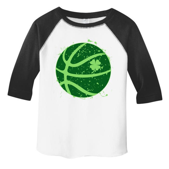 St Patrick's Day Lucky Shamrock Paint Splat Basketball Toddler Fine Jersey T-Shirt