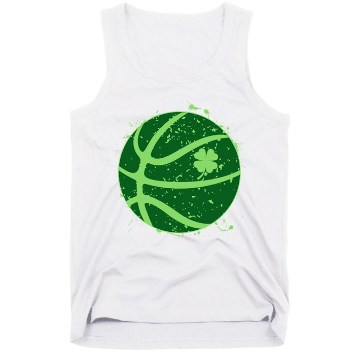 St Patrick's Day Lucky Shamrock Paint Splat Basketball Tank Top