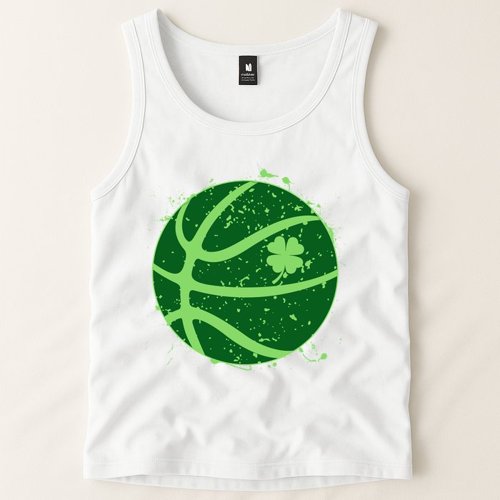 St Patrick's Day Lucky Shamrock Paint Splat Basketball Tank Top