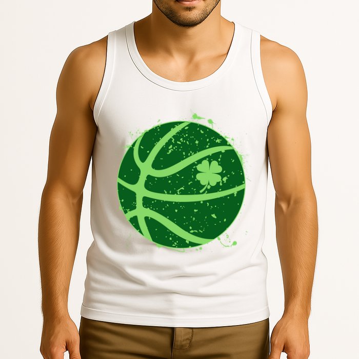 St Patrick's Day Lucky Shamrock Paint Splat Basketball Tank Top