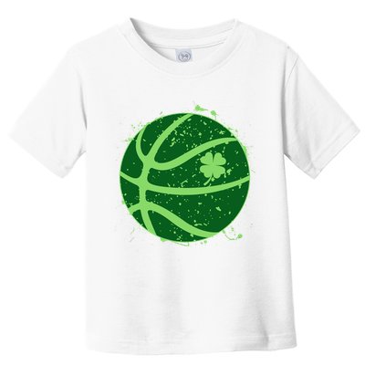 St Patrick's Day Lucky Shamrock Paint Splat Basketball Toddler T-Shirt