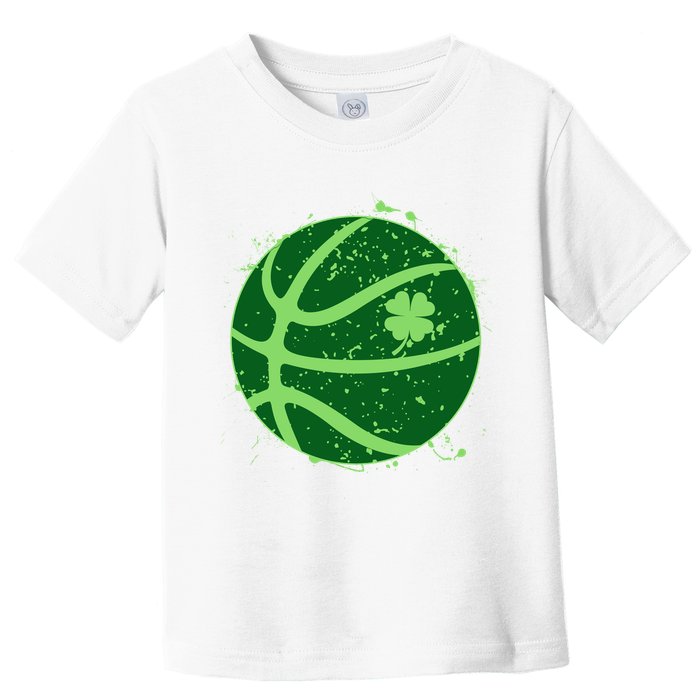 St Patrick's Day Lucky Shamrock Paint Splat Basketball Toddler T-Shirt