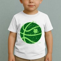 St Patrick's Day Lucky Shamrock Paint Splat Basketball Toddler T-Shirt