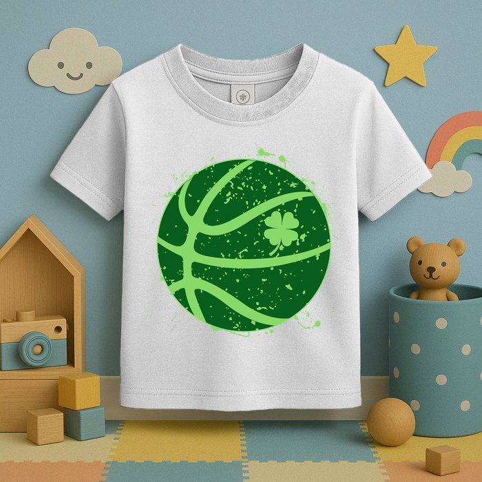 St Patrick's Day Lucky Shamrock Paint Splat Basketball Toddler T-Shirt