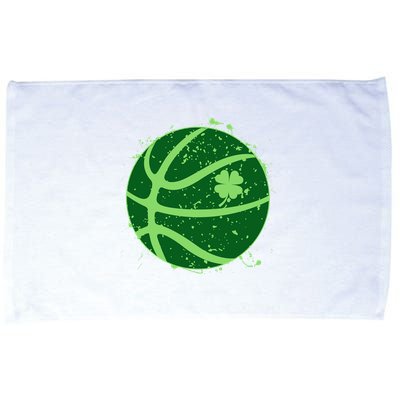St Patrick's Day Lucky Shamrock Paint Splat Basketball Microfiber Hand Towel