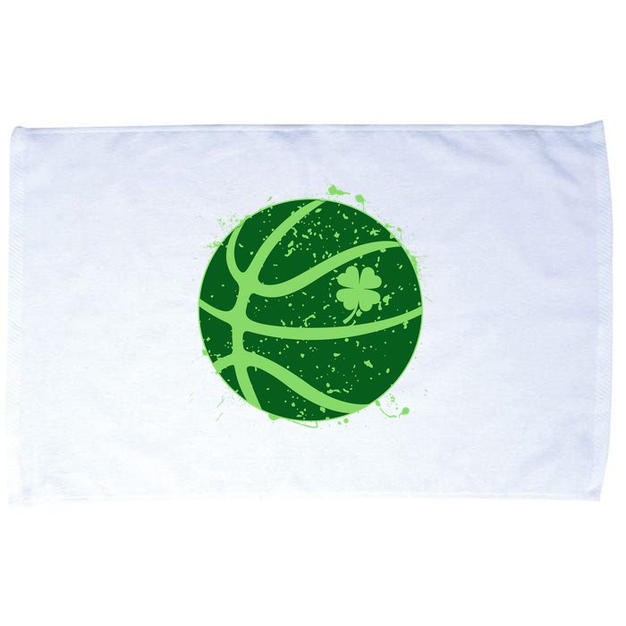 St Patrick's Day Lucky Shamrock Paint Splat Basketball Microfiber Hand Towel