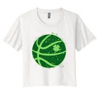 St Patrick's Day Lucky Shamrock Paint Splat Basketball Women's Crop Top Tee