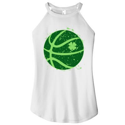 St Patrick's Day Lucky Shamrock Paint Splat Basketball Women's Perfect Tri Rocker Tank