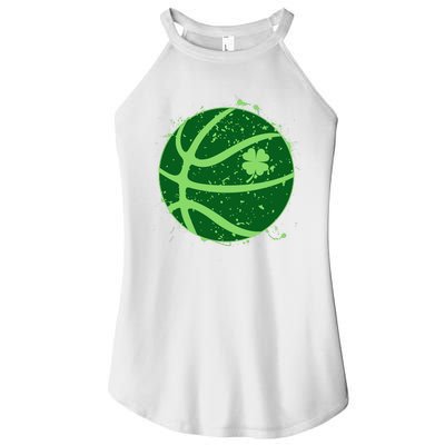 St Patrick's Day Lucky Shamrock Paint Splat Basketball Women's Perfect Tri Rocker Tank