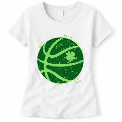 St Patrick's Day Lucky Shamrock Paint Splat Basketball Womens T-Shirt