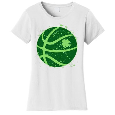 St Patrick's Day Lucky Shamrock Paint Splat Basketball Women's T-Shirt