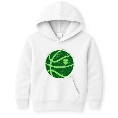St Patrick's Day Lucky Shamrock Paint Splat Basketball Kids Hoodie