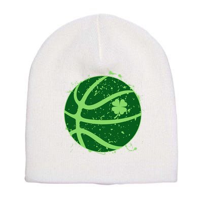 St Patrick's Day Lucky Shamrock Paint Splat Basketball Short Acrylic Beanie