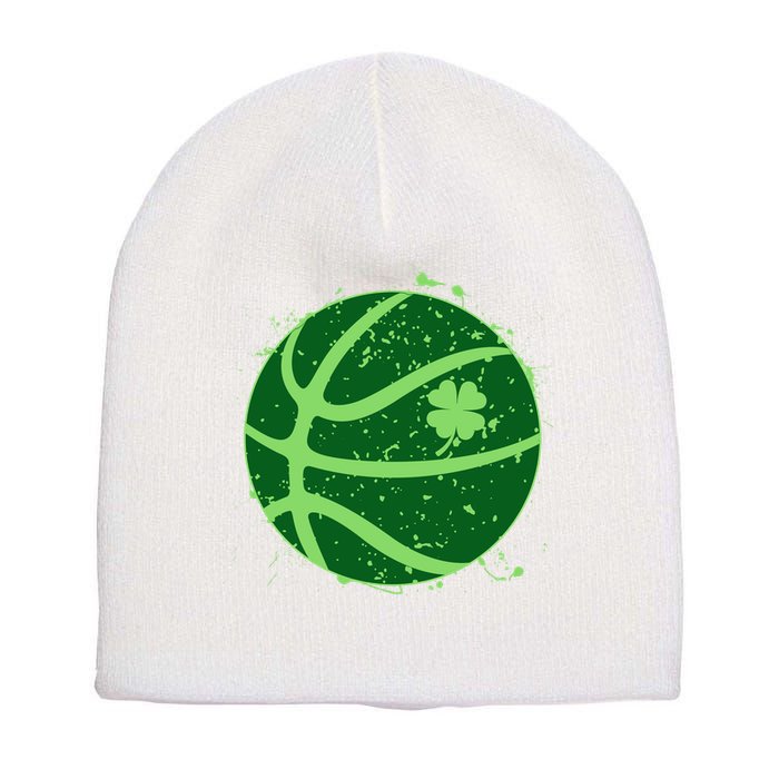 St Patrick's Day Lucky Shamrock Paint Splat Basketball Short Acrylic Beanie